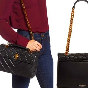 NWT Kurt Geiger London Kensington Quilted Black Leather Shoulder Bag